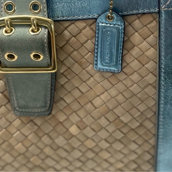 Coach Vintage Lt. Ed. Sea Foam Woven Boxy Tote Bag EUC - Picture 6 of 16